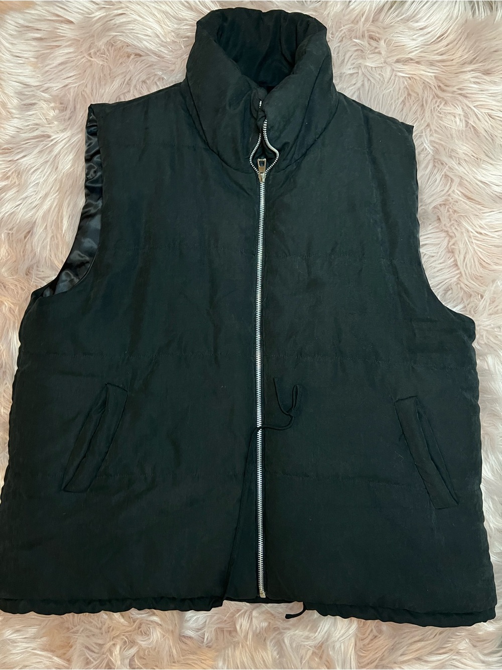 SHEIN Black Curve Vest with Satin Lining Plus Size